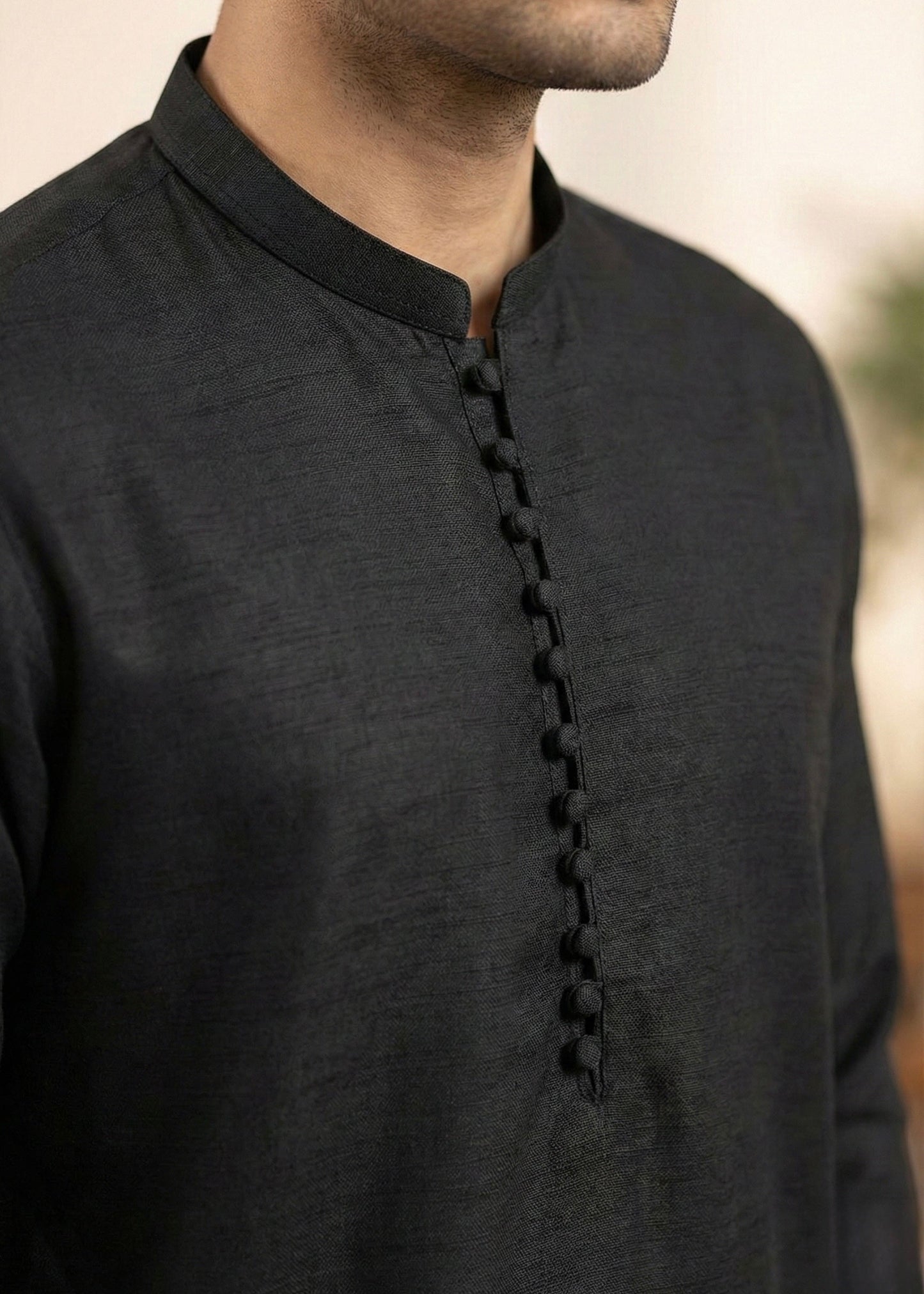 Black Raw Silk Slim Fit Kutra Trouser