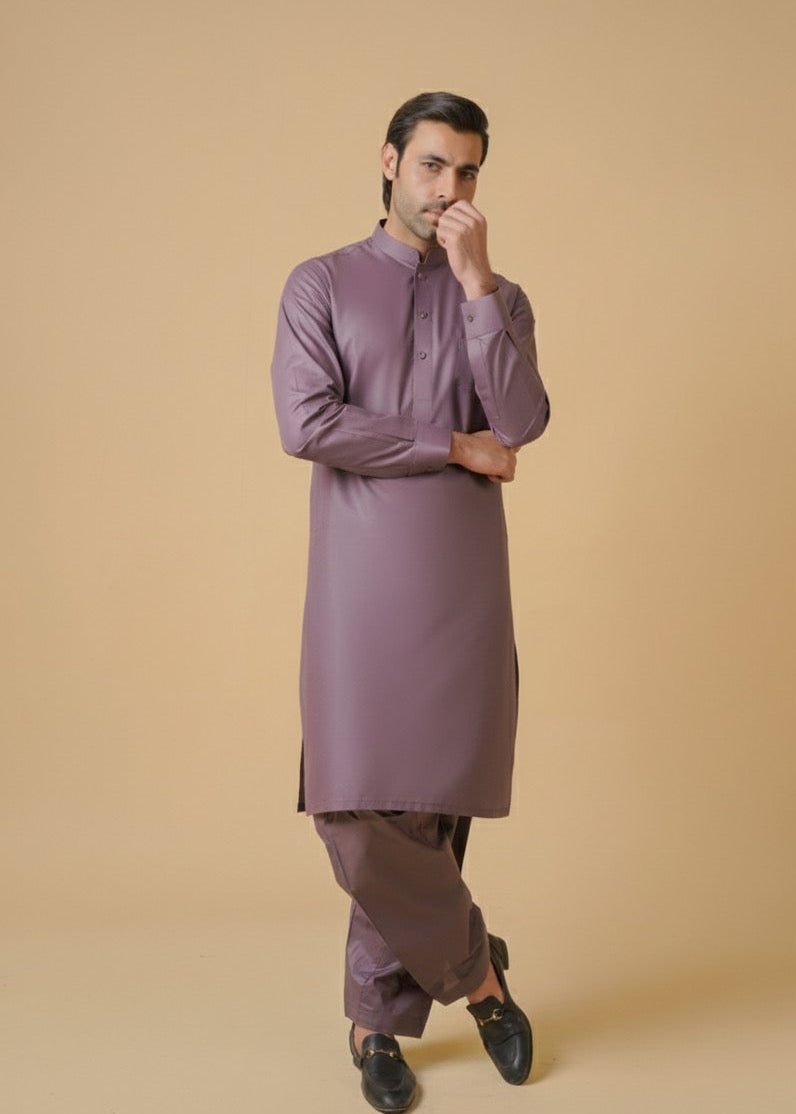 Mauve Cotton Plain Shalwar Kameez
