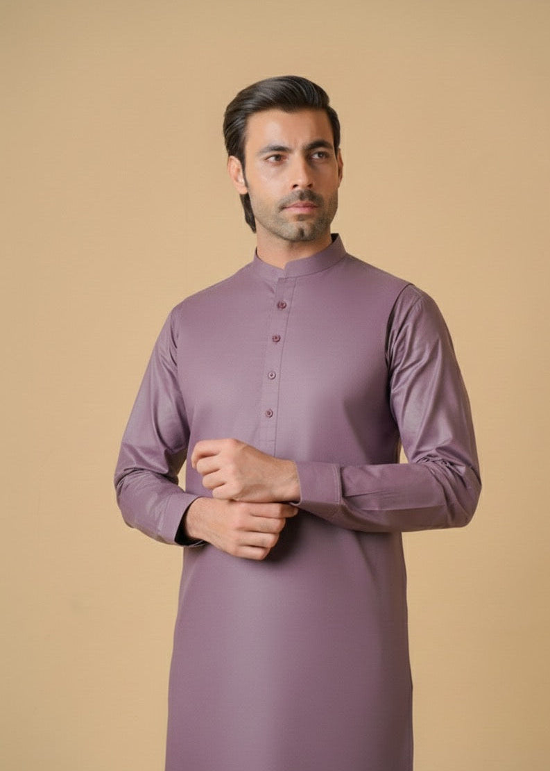 Mauve Cotton Plain Shalwar Kameez