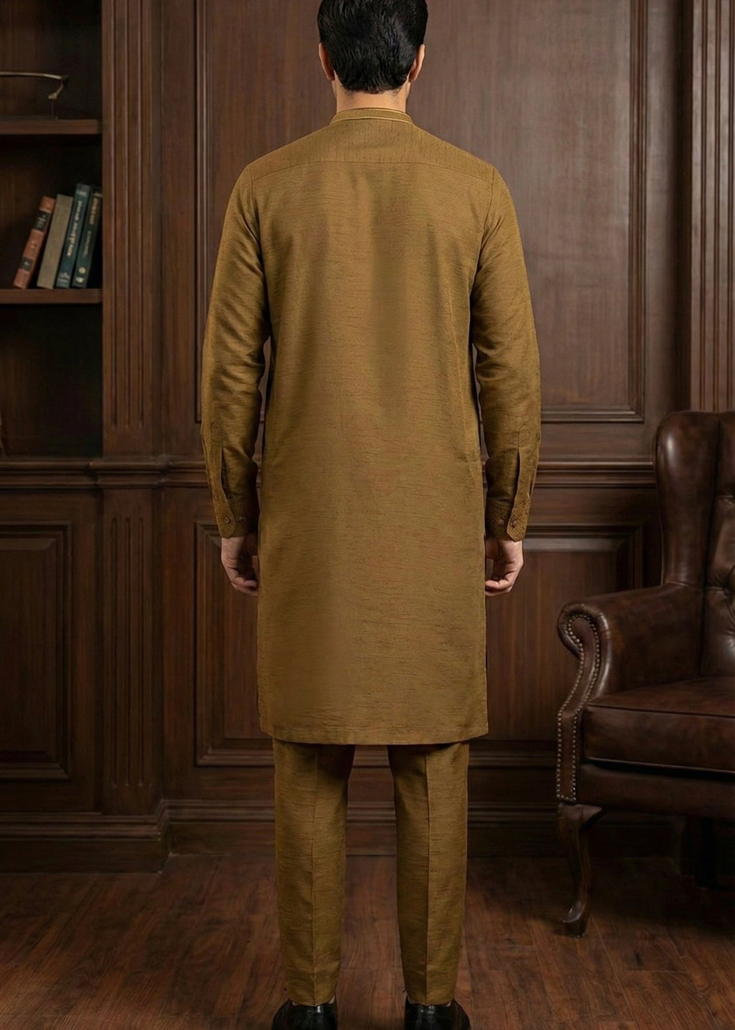 Brown Raw Silk Slim Fit Kutra Trouser